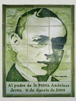 Retrato de Blas Infante, realizado sobre azulejos, situado en la avenida homónima de Jerez 