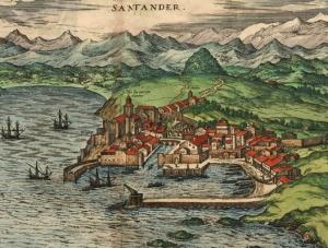 Santander vista por Joris Hoefnagel a finales del siglo XVI. Este grabado es la imagen más antigua existente de la ciudad