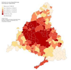 Renta per cápita de los municipios madrileños en 2012[55]