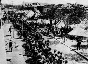 Campamentos militares de la Guerra del Rif en el barrio del Real de ciudad en la década de 1920