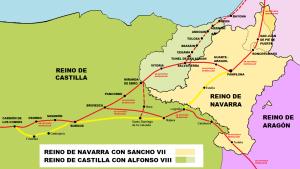Reinos de Navarra Y Castilla año 1200. Caminos a Santiago-Calzadas romanas