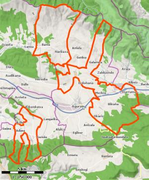 Mapa del término municipal con sus pueblos
