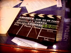 Filmoteca de Albacete: en la imagen, la claqueta original del rodaje de la película Amanece, que no es poco (1989) de José Luis Cuerda, expuesta en la institución cinematográfica castellanomanchega