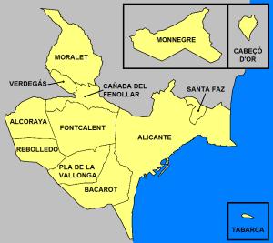 Entidades de población del término municipal de Alicante.