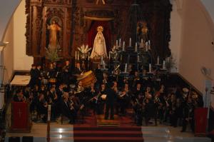 Asociación Musical Maestro Lázaro, durante un concierto en la iglesia Santa María de Tíjola