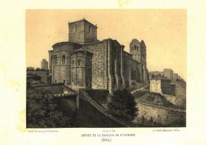 Basílica de San Vicente, cuya construcción finalizó en el s. XIV, grabado de Francisco Javier Parcerisa de 1865