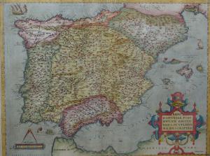  Mapa de España en 1570. Abraham Ortelius.