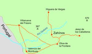 Zahinos y las localidades próximas