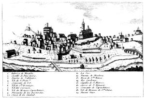 Vista oriental de la ciudad en un grabado de la primera mitad del siglo XIX