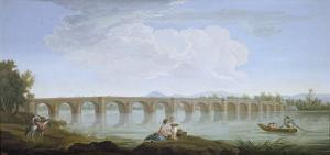 Puente de Molins de Rey, por Mariano Ramón Sánchez, 1787, óleo sobre tabla, 57 x 111 cm, Madrid, Museo del Prado.