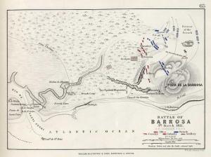 Mapa de la batalla de Chiclana, de la Historia de Europa de Alison (1850).