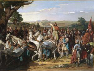 El rey Don Rodrigo arengando a sus tropas en la batalla de Guadalete (Museo del Prado)