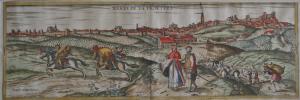 Vista de Jerez de la Frontera, por Joris Hoefnagel (1570). Anterior a la vista de Anton van den Wyngaerde, la de Hoefnagel fue la primera representación de la ciudad al completo. 