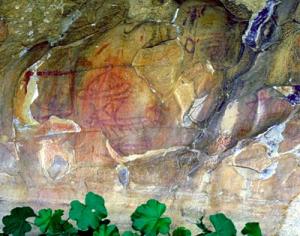 Pinturas rupestres en la Cueva de la Laja Alta.
