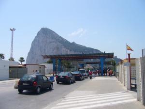 Rock of Gibraltar from the Spanish side of the frontier