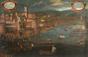 Expulsión de los moriscos en el puerto de Vinaroz. Obra de Pere Oromig y Francisco Peralta, 1613