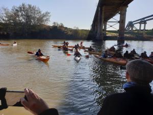Kayaks bajo los puentes