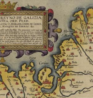 Cartografía de la Descripción del Reyno de Galizia realizada en 1603 por Fernando de Ojea donde aún se puede leer Ferrol
