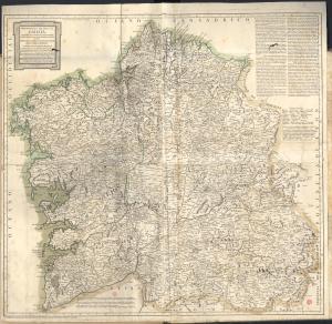 Mapa del Reino de Galicia de 1784, donde ya se pueden apreciar lugares como Camboño, Lesende, Tállara, Fruíme, San Xusto, Vilacoba o Lousame