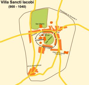 Mapa de la extensión y morfología aproximada de la Villa Sancti Iacobi