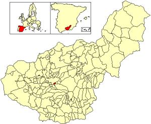 Término municipal de Huétor Vega respecto a la provincia de Granada.