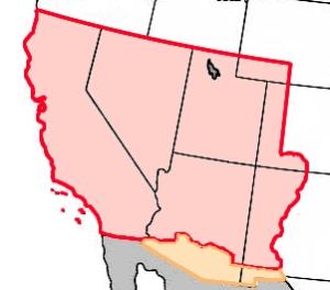 Territorios mexicanos cedidos a los Estados Unidos según el Tratado de Guadalupe Hidalgo, entre los que se incluye Nevada.
