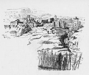 Vista de Brihuega en un dibujo de José Pascó (1885)
