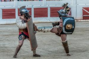 Lucha de gladiadores en las Fiestas Iberorromanas de Cástulo.
