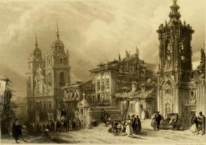 Calle de San Bernardo a mediados del siglo XIX por David Roberts 