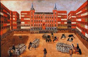 La Plaza Mayor de Madrid, que fue concebida en origen como mercado en el arrabal de la villa, acabó siendo escenario de espectáculos públicos, como ejecuciones o corridas de toros