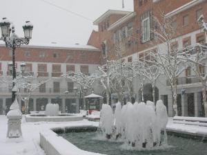 La plaza Mayor nevada