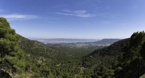 Vista de Aledo al fondo desde Sierra Espuña.