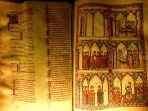 Facsímil de la Cantiga 78 del Códice de Florencia donde se representa a la Orden de Santa María 