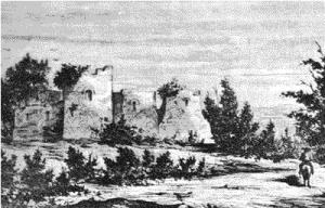Castillo de Noreña en un grabado del s.XIX