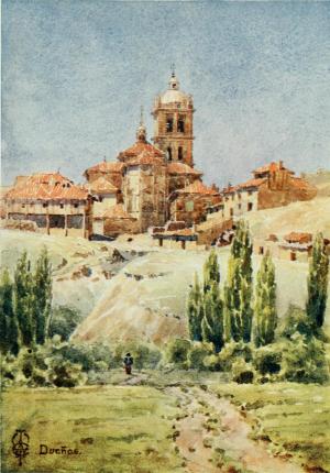 Vista de Dueñas en una ilustración publicada en 1906