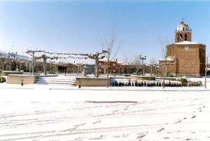 La plaza de España bajo la nieve