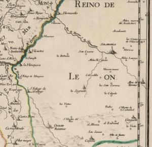 Mapa del año 1666 en el que aparece Aldeanueva de Figueroa, entonces aún denominada Aldeanueva del Arzobispo.