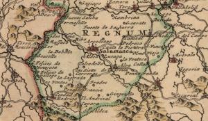 Detalle del sur del Reino de León en el mapa 