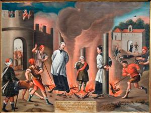 Lienzo de finales del siglo XVIII sobre el martirio de San Nicolás, Leonardo y Nicolasín y las religiosas Santa Justa y Vigasta