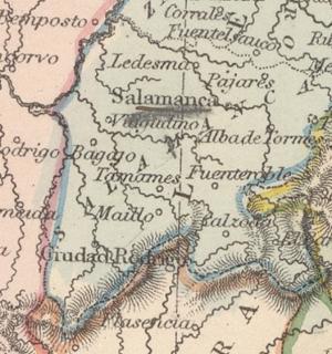 Detalle del mapa 'Spain and Portugal', realizado en 1830 por Al. Findlay, en el que aparece Pajares.