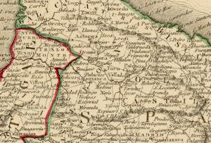 Detalle del mapa Part of Europe, publicado en 1841 por W. H. Lizars, en el que se puede observar Palacios del Arzobispo.