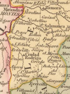 Mapa de 1808 en el que se puede apreciar Pozos.