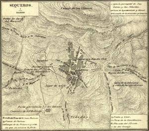 Mapa de Sequeros en 1867.