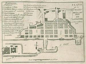 Plano de los muelles de la ciudad de Santander y su nueva Población (1788). Agustín de Colosía