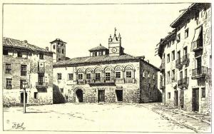 Vista de la plaza mayor y la casa consistorial a finales del siglo XIX