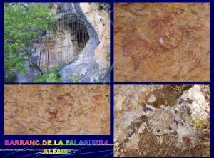 Abrigo de arte rupestre levantino en el Barranco de la Falaguera de Alfarp.