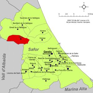 Localización en la comarca de Safor