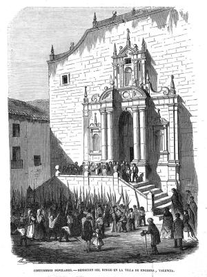 Costumbres populares.—Bendición del hinojo en la villa de Enguera (El Museo Universal, 1865)
