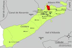 Localización en la comarca de La Costera