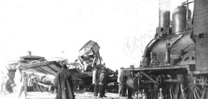 Restos de un tren tras el accidente ferroviario de 1922